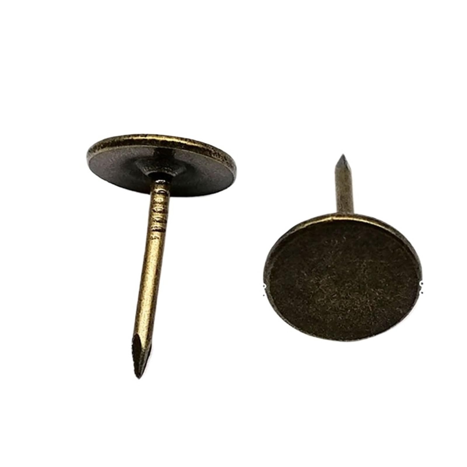 Flat Head Push Pins 50pcs Flat Head Decorative Tack Stud Pushpin Upholstery Nail For Jewelry Chest Gift Case Box Wall Door Sofa Furniture Dia 11mm(Brass)