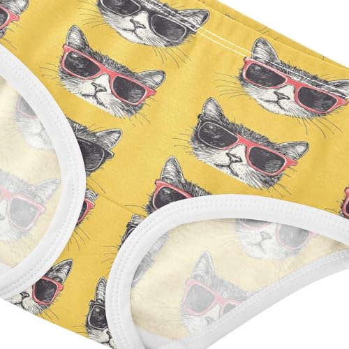 ZZKKO Sunglasses Cat Yellow Girls Underwear Toddler Panties for Girls Comfort Brief Size 2-8T3