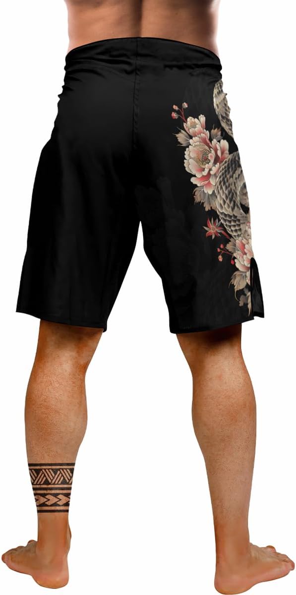 Men's MMA and BJJ Fight Shorts – Snake-Themed Compression Shorts for Grappling Muay Thai Boxing Trunks