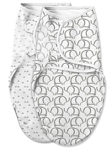 Image of SwaddleMe Luxe Easy Change Swaddle, Ellie Elephant/Triangle Grey, Small/Medium (0-3 Months)
