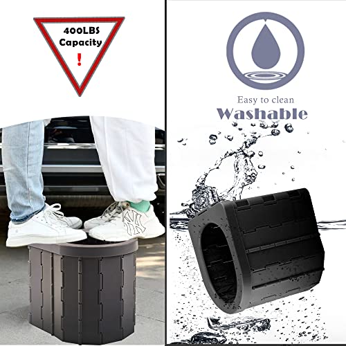 KINSPORY Campingtoilette, Mobile Toilette, Trenntoilette, Tragbare Toilette für Draußen oder Drinnen,faltbares Töpfchen für Autocamping (Schwarz ohne Deckel)