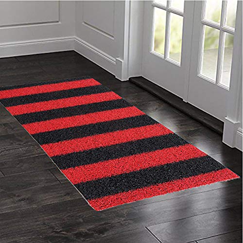 Image of Kuber Industries Rubber 1 Piece Extra Large Size Door Mat 24x48'' (Red & Black), Standard (CTKTC06498)