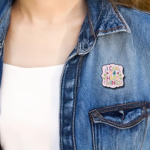 Image of Motivational Pins Set 9PCS Inspirational Saying Brooch Pins Positive Letter Enamel Pins, I Can Do Hard Things Enamel Lapel Pins for Clothing Backpack Canvas Bags Hats