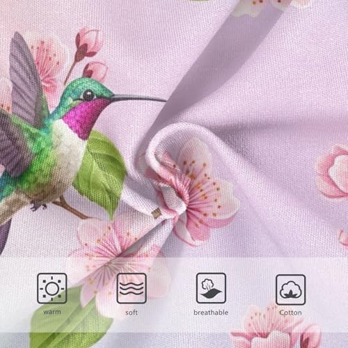 Toddler Girl Panties, Hummingbirds Pink Cherry Blossoms Cotton Underwear for Girls, 2T–8 Years3