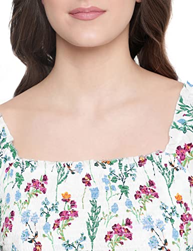 Image of oxolloxo Polished White Floral Print Ruffled Maternity Smokced Dress