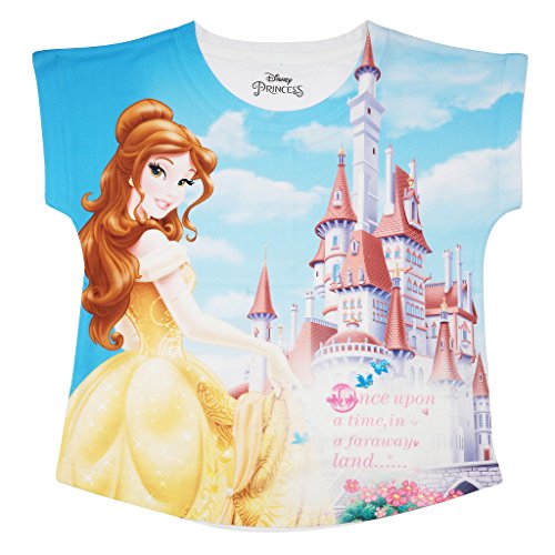 Image of Disney Princess by Wear Your Mind Girl's Plain Regular fit Shirt (DPS0031 Blue3 6-7 Years)