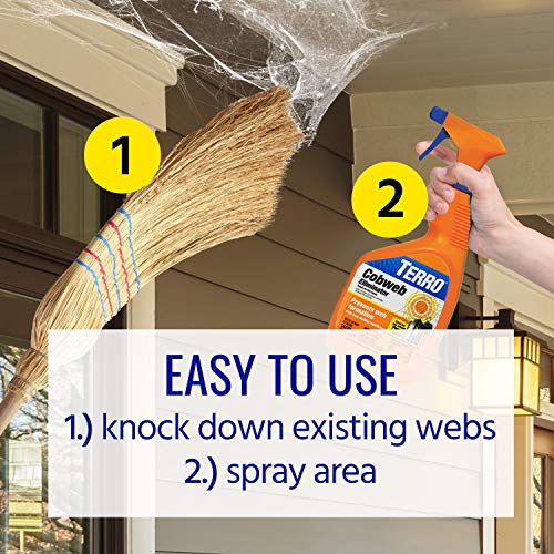 Image of TERRO Cobweb Eliminator, Spiderweb Repellent Spray for Indoor & Outdoor Use | Ready-to-Use Formula for Home Defense, Prevents Spider Web Formation, Long Lasting Outdoor Protection, T2360