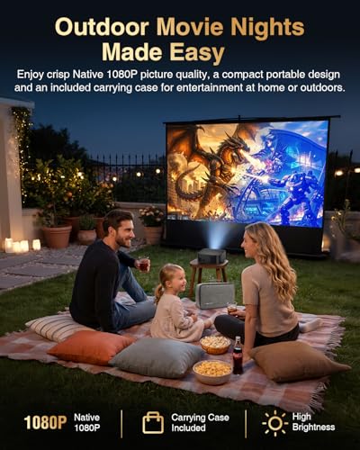 DBPOWER Portable Smart Projector Netflix Ready, Native 1080P Mini Projector with WiFi 6, Bluetooth & Auto Keystone, Built-in Streaming Apps for Bedroom, Apartment & Outdoor Movie Nights - image 5