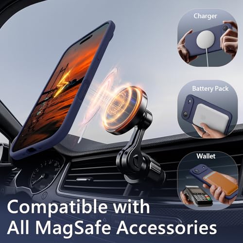 Image of FireNova Magnetic for iPhone Air Case, Compatible with MagSafe, [Integrated Silicone Camera Control Button] [Camera Protection] Microfiber Lining Phone Case for iPhone 17 Air, 6.5 inch, Navy Blue
