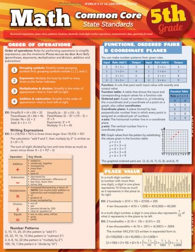 Math Common Core 5th Grade: a QuickStudy Laminated Reference Guide