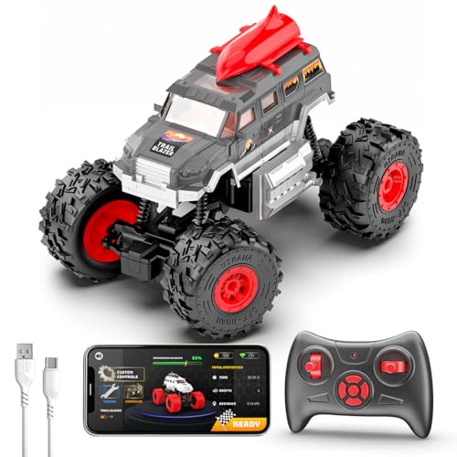 Image of Mirana 2WD RC Car for Kids | High-Speed ATV Remote & App-Controlled Rock Crawler | USB Rechargeable Offroad Monster Truck with Bluetooth Speakers & RGB Lights | for Boys & Girls (Grey, Trailblazer)