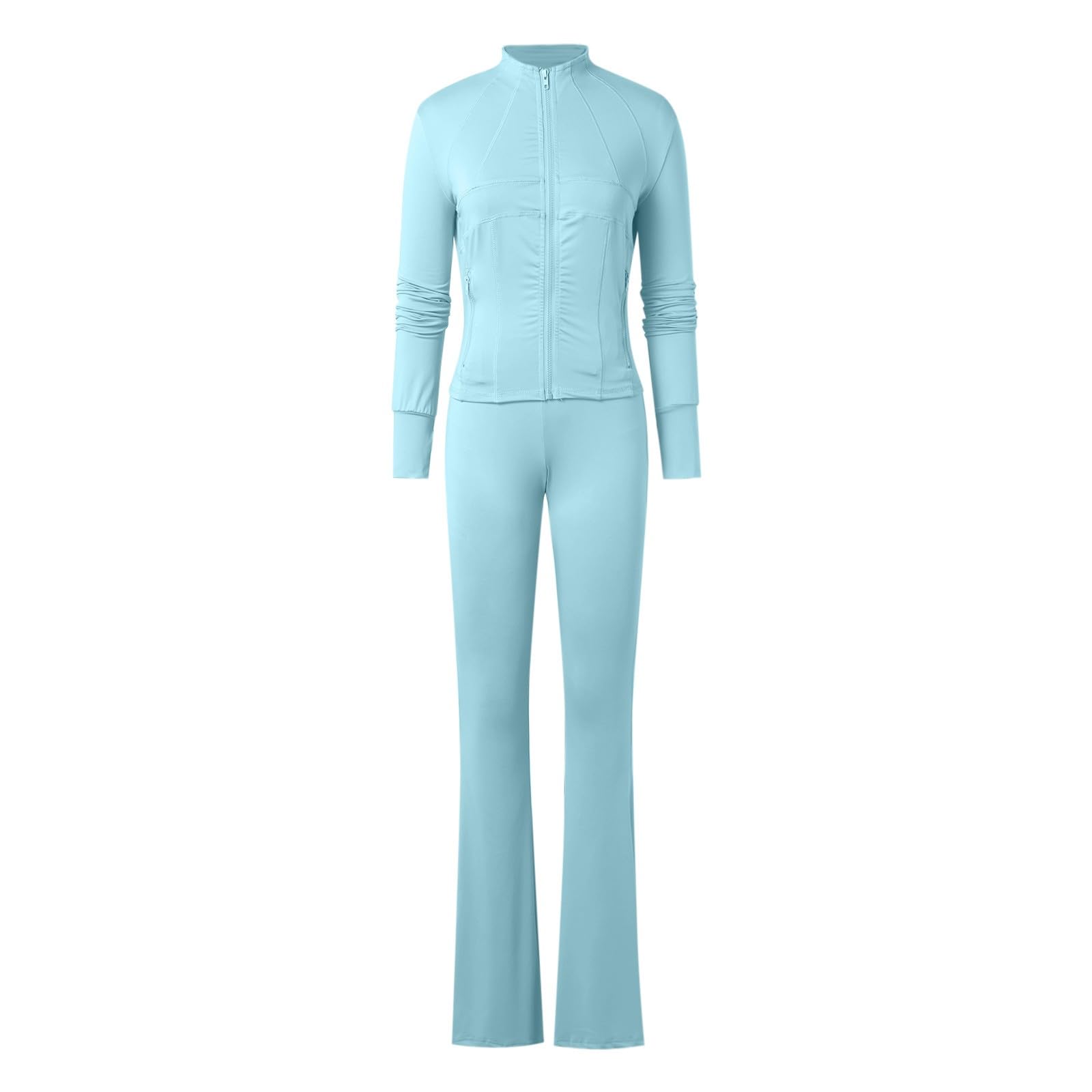 Generico Completo Sportivo Donna 2 Pezzi Tuta Maniche Lunghe Autunnale Maglia Maniche Lunghe e Pantaloni a Gamba Larga Autunno Inverno per Jogging Palestra e Uscite