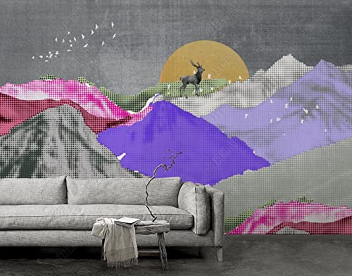 Papel tapiz fotográfico 3D Minimalista Bosque de alces Papel tapiz no tejido Sala de estar Dormitorio Tapiz Póster Decoración de pared 200 CM (W) * 140 CM (H)