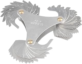 51 Pieces Thread Pitch Gauge, Stainless Steel America SAE Screw Pitch Gage 60 Degree Centre 4-84 TPI Thread Plug Caliper Gauge Measuring Tool