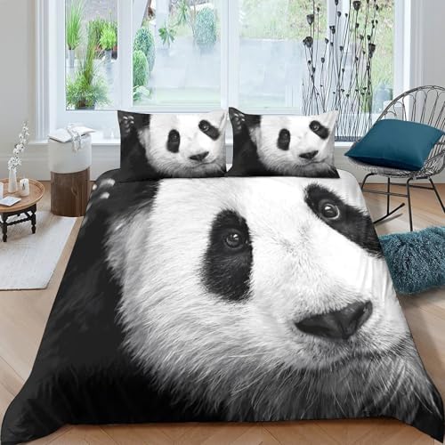 Housse de couette panda 3D en microfibre lit simple 135x200