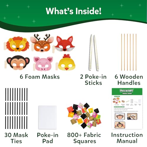 Image of Skillmatics Poke-in Art Animal Masks, Mess Free Fun for Kids, Wooden Craft Kits, Creative Activities, Gifts for Girls Boys Age 4 5 6 7 8 9