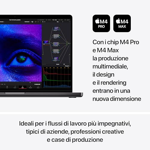 2024 MacBook Pro Portatile con chip M4 Max, CPU 16 core e GPU 40 core: display Liquid Retina XDR 16,2", 48GB di memoria unificata, 1TB di archiviazione SSD; color Nero siderale - Notebook - Immagine 2