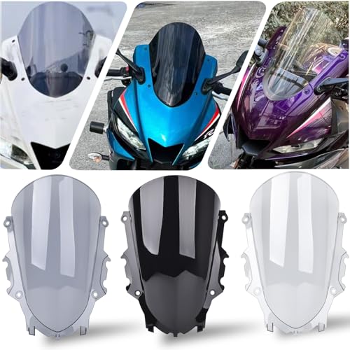 Midimttop ウインドスクリーンメーターバイザー付きバイク風防ウインドシールドスクリーンカウル適合型式ヤマハYZF R3 YZFR25 YZF-R3 YZF-R25 ベイク部品2019-2025 (黒)