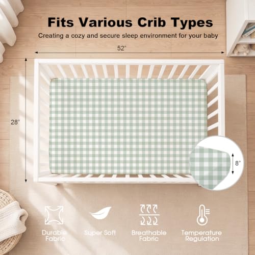 Image of Bimocosy Crib Sheets 4 Pack, 52 inch x 28 inch Baby Fitted for Boys & Girls