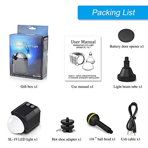 Orsda Diving Light High Power Mini Waterproof led Light Scuba Diving Lights Fill-in Light for Waterproof housing Underwater Photographic Lighting System …
