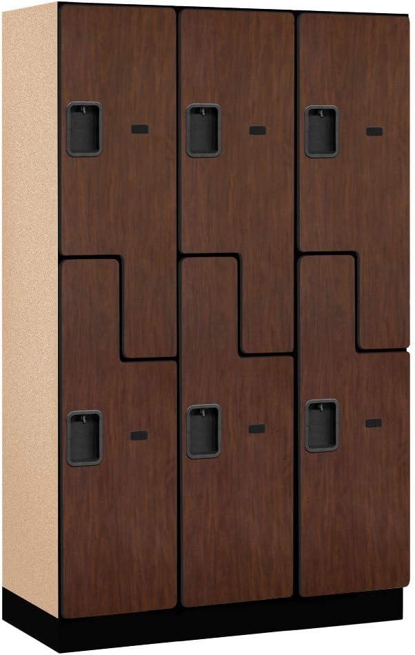 Extra Wide Mahogany Wood Gym Locker with Shelves - 76"H x 45"W