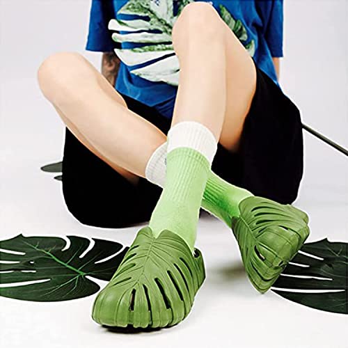 Jfxgjuv Monstera Slippers, Monstera Leaf Slides, Monstera Pillow Slippers Non-Slip Quick Drying Soft Open Toe Bathroom Sandals Shower Slippers Monstera Slides for Women and Men (US9, Green)4
