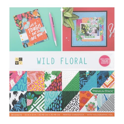 DCWV Wild Floral feuille d'or double face papier scrapbooking d'exception 30,5cm