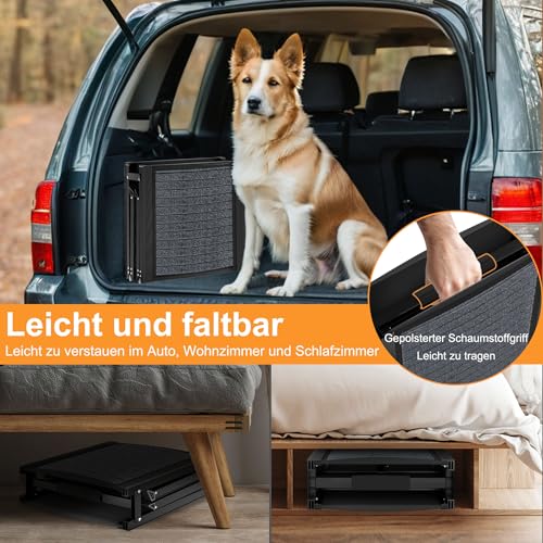 UISEBRT Klappbare Hunderampe für Autos & SUVs, Aluminium Hundetreppe 157x43cm, Tragbare Sicherheitstrampe mit Rutschfester Oberfläche, Hundeautorampe bis 110 kg
