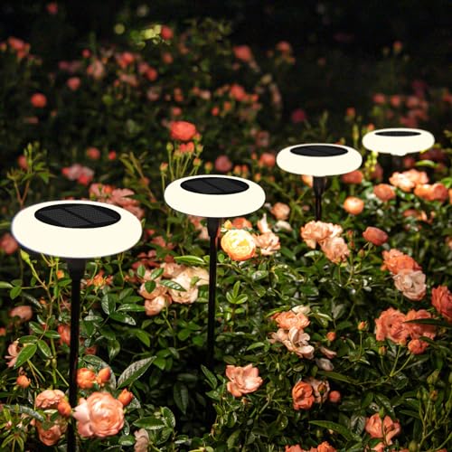 ZWOOS 4PC Luces Solares Exterior Para Jardín, Blanco Cálido Solar Luz Para Al Aire Libre, lampara solar Superbrillante IP65 Impermeable, Adecuado Para Patios, Macetas, Camino De Iluminación