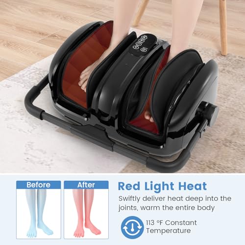 Image of Giantex Foot Massager with Heat, Calf Massager with Remove Control, 2 Vibration Options, 5 Mode & 5 Compression Intensity, 360Adjustable Stand, Shiatsu Foot Massage Machine for Calf Arm Relax (Black)