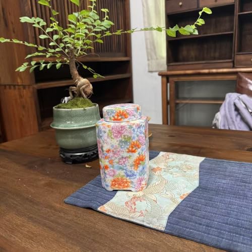 Elegant Ceramic Tea Canister with Floral Peony Design - 5.7-Inch Storage Container for Loose Tea, Coffee, and Dry Goods - Image 3