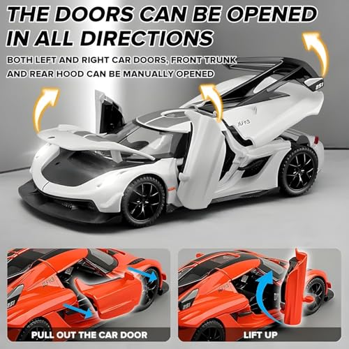Image of Exclusive Alloy Metal Pull Back Die-Cast Car Diecast Metal Pullback Toy Car with Openable 6 Doors,Light Music Boys Gifts Toys (1:32 Koenigsegg Jesko-Multicolor)