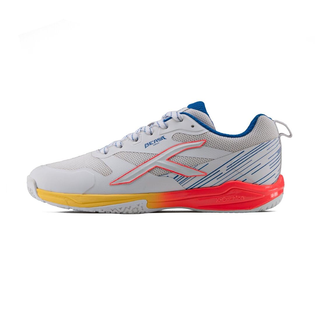 Hundred Beast Max Badminton Shoes (Non Marking) | Lightweight & Durable | Heel Support | Carbon Fibre Plate (White/Blue/Orange/Yellow)-image-10