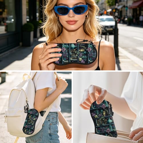 Image of Sunglasses Soft Case, Cute Ultra Light Portable Neoprene Zipper Eyeglass Glasses Case with Belt Clip for Men Women