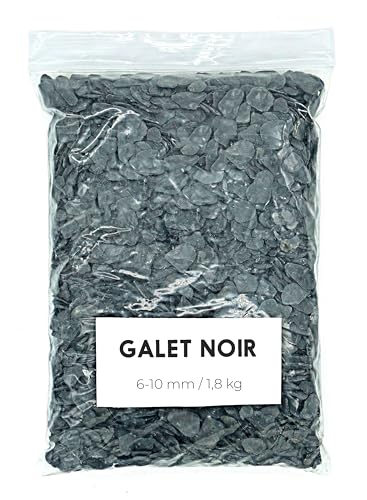 Landare Galet Noir 1,8Kg - Galets Decoratif - Galet Aquarium - Cailloux Decoratif - Galets Jardin - Gravier Jardin Exterieur (6-10 mm)
