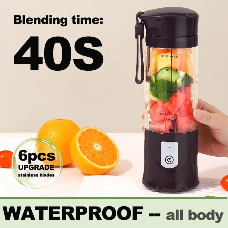 Miniatura 4 de Licuadora personal para batidos y licuados, licuadora portátil, mini máquina mezcladora de jugo pequeña para cocina, oficina, gimnasio, 4000 mAh