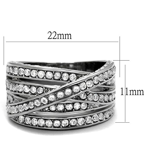 Marimor Jewelry Women's Round Cut Cubic Zirconia Stainless Steel Anniversary Ring Size 5-102