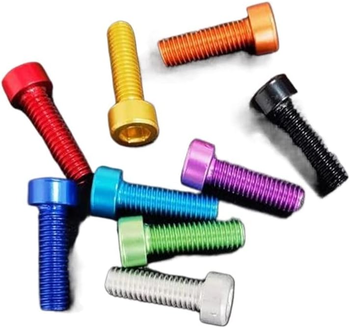 10Pcs DIN912 Aluminum Cap Head Screw M2 M2.5 M3 M4 M5 M6* Length 6/8/10/12/16/20mm Aluminum Hexagon Hex Socket Screw (Color : Red, Size : M5x8)