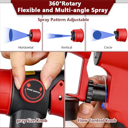 Image of Choerinton Paint Sprayer Compatible with Milwaukee M18 18V Battery, Cordless HVLP Electric Paint Gun with 3 Spray Patterns & 4 Nozzle Sizes for House, Furniture & Cabinet Painting (Tool Only)