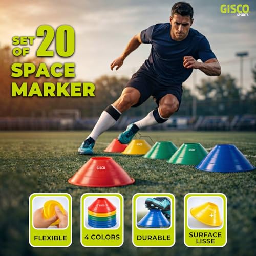Image of GISCO Speed and Agility Soccer Training Kit, Including (6 Hurdles + Agility Ladder + 6 Marker Cone + 20Space Marker + Kit Bag) | Multi - Colour (Agility Soccer Training Kit - Combo 2 with Bag)