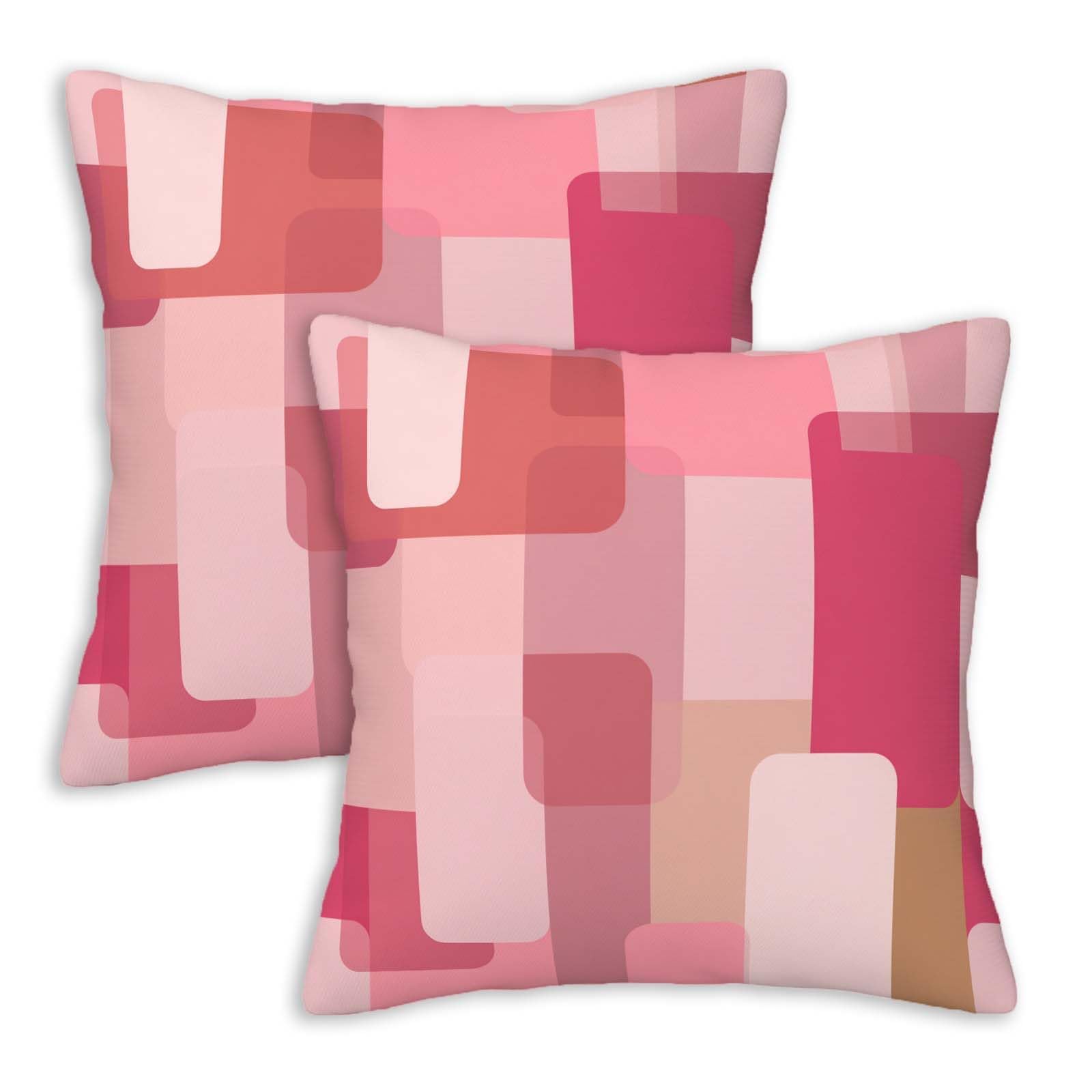Pink Geometric Throw Pillow Covers 18x18 Inches Set of 2 | Modern Abstract Cushion Cases | Contemporary Pillowcases for Girls Room, Dorm, Couch and Sofa | Valentine’s Day Spring Decor