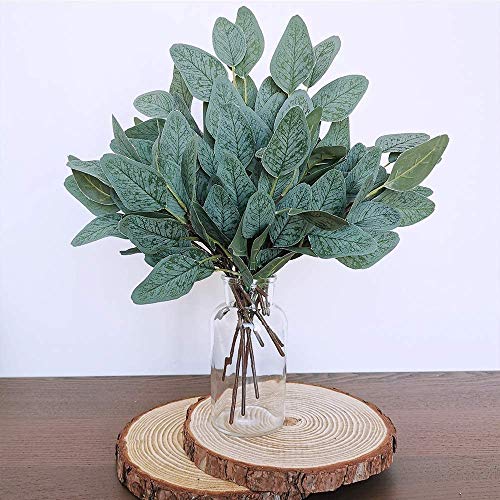 Decpro 12 Pcs Branches D'eucalyptus Artificielles, 11.8'' Soie Argent Dollar Faux Feuilles De Verdure pour La Décoration De Mariage De Fête, Centres De Table, Arrangements Floraux (sans Graine) Cover