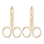 Motanar 2 Pieces Tweezers Scissor Handle Straight Tip Scissor Shaped Eyebrows Tweezers for Hair Plucker Remover Facial Hair Eyebrows Care (Golden)
