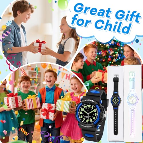 Image of CKV Kids Watch for Boys Girls Ages 5-12, Waterproof Time Teacher Easy to Read Analog Sport Outdoor Children Watches with Soft Band for Kids