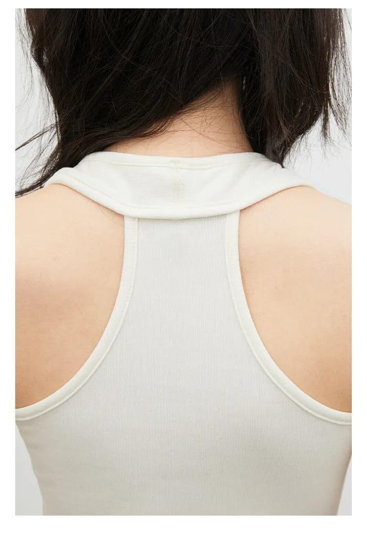 GUOYUXIAO Gilet col en U pour femme, sans manches avec coussinets, pour plage printemps-été