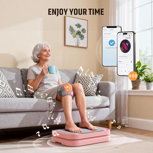 Image of Vibration Plate Machine for Lymphatic Flow & Muscle Recovery, Vibration Fitness Platform with Bluetooth & LED Modes, 440 Lb Capacity & 200 Levels for Home Use