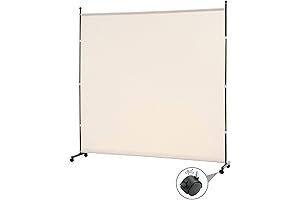 Folding Screen Divider, 6FT Single Panel Room Privacy Partition, Beige