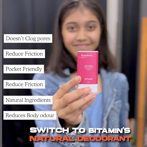 Image of Bitamin Natural Deodorant for Kids & Teens | With added 3% Vitamin C & E | No Aluminium, No Alcohol, No parabens, No Triclosan Unisex Deo (20 g (Pack of 2), Sea Salt & Cotton Vanilla)