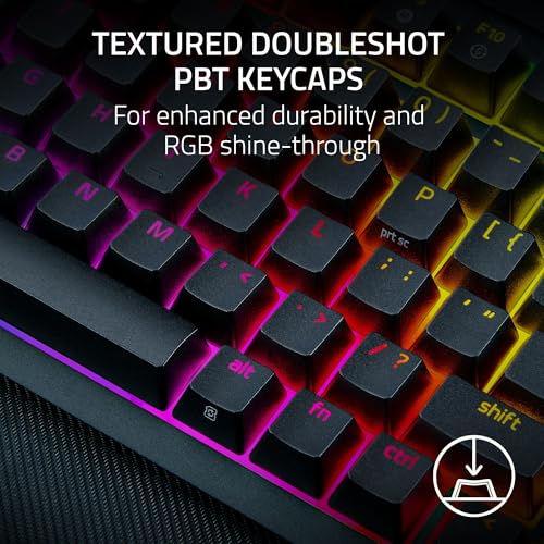 Image of Razer BlackWidow V4 Pro 75% Wireless Gaming Keyboard: OLED Display - True 4K Hz Wireless - Bluetooth - Hot Swappable - Orange Tactile Switches - Command Dial - Snap Tap - Chroma RGB - Wrist Rest
