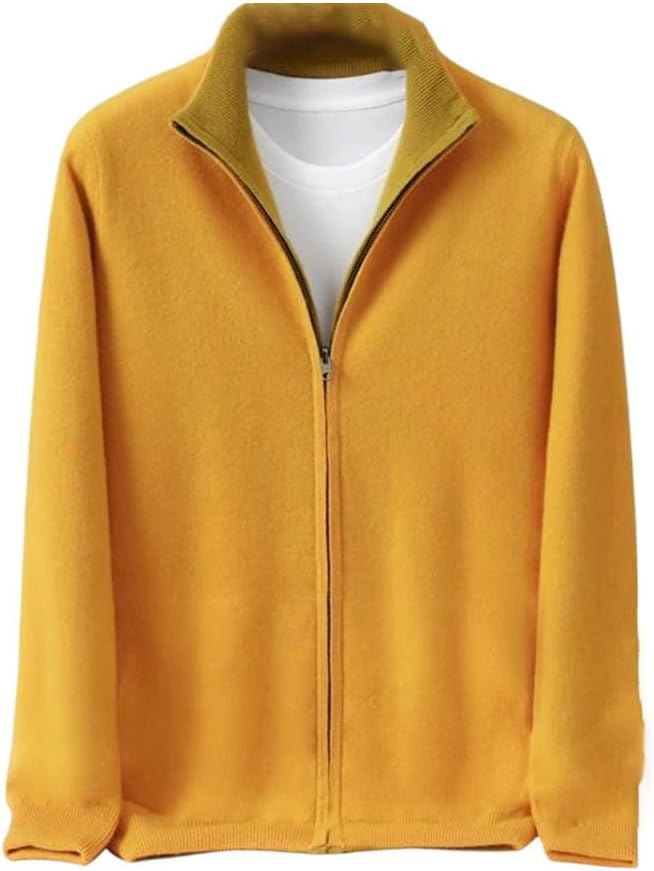 Men's Sweater Cardigan Merino Wool Knitted Zipper Knitwear Solid Color Double-Sided Wearable